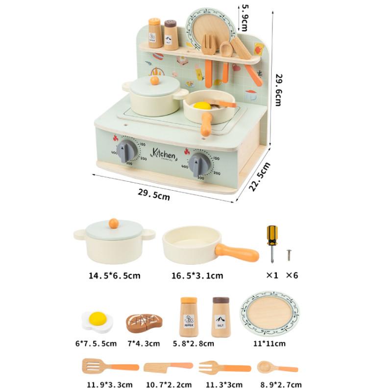 Wooden Mini Simulation Kitchen Utensil Set Children Toys For Imaginative Role Play