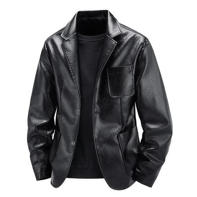 Herren Motorradanzug Schlicht und vielseitig Lederjacke Locker und modisch Anzug Lederjacke