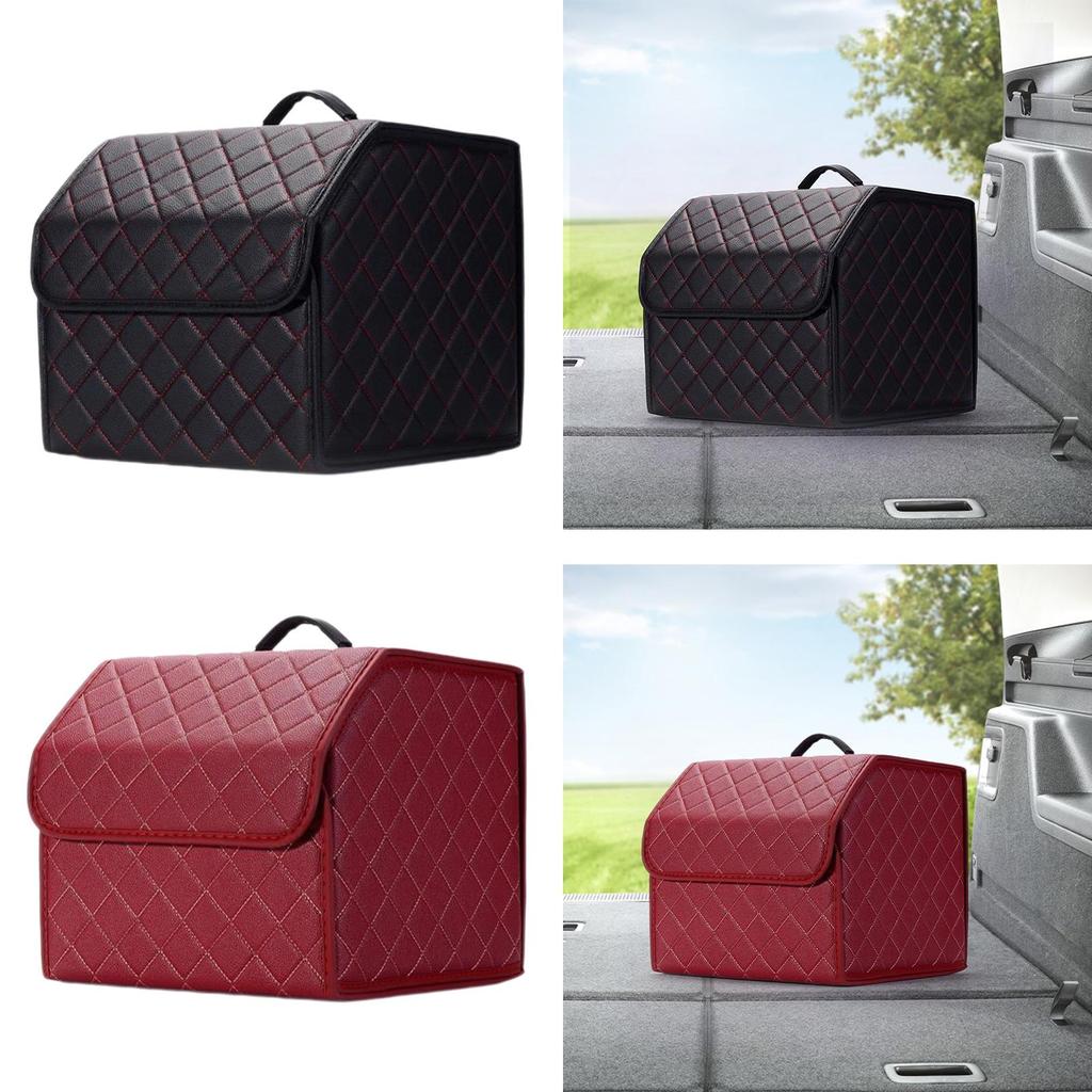 Skrzynia do przechowywania w bagażniku samochodowym, solidny pojemnik ze skóry PU do pojazdów SUV i MPV