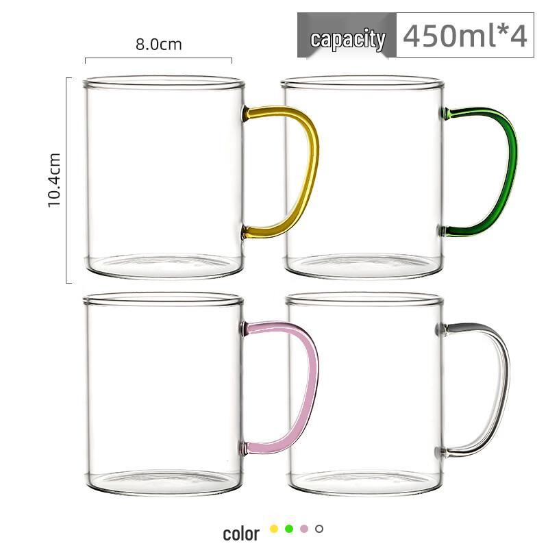 Handun Thickened High Borosilicate Glass Mugs (4-Pack)