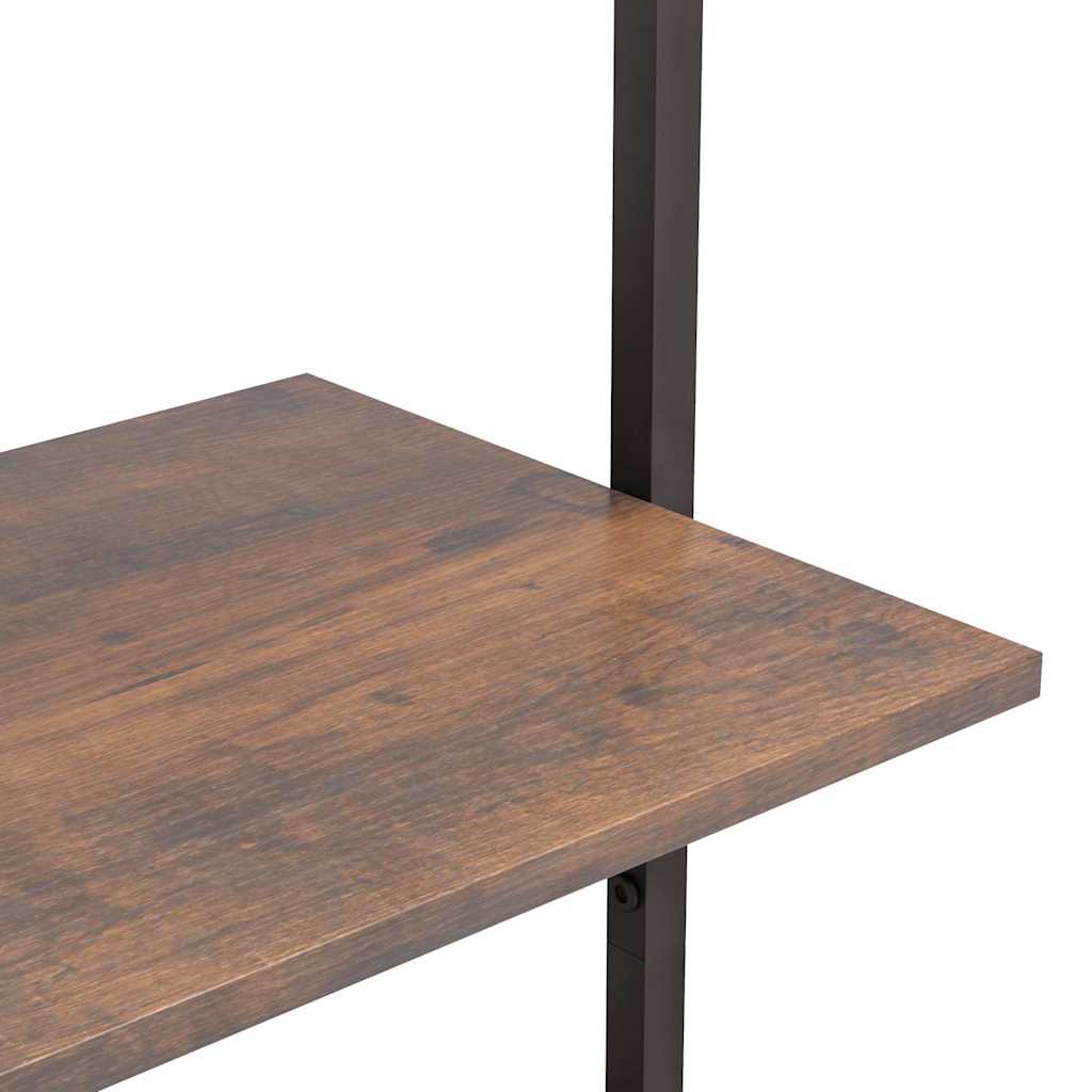 Ladder Shelf with 3 Shelves Dark Brown and Black 64x35x120.5cm