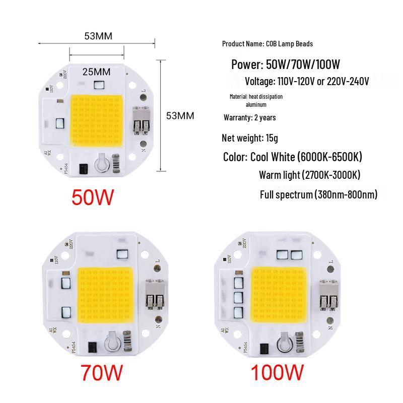 Solderless Driverless LED Lamp Beads: 50W, 70W, 100W (110V/220V)