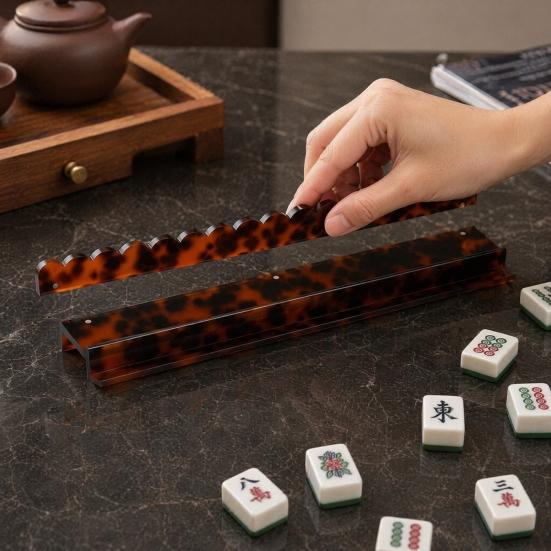 1/4Pcs Mahjong Rack with Detachable Magnetic Pusher Scalloped Acrylic Mah Jongg Tile Holder