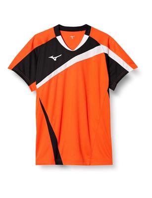 Mizuno Badminton Game Short Flame Size 72MA8005 Shirt, Sleeve, Moisture-Wicking, Quick-Drying, Stretch, Unisex, Orange, XS,