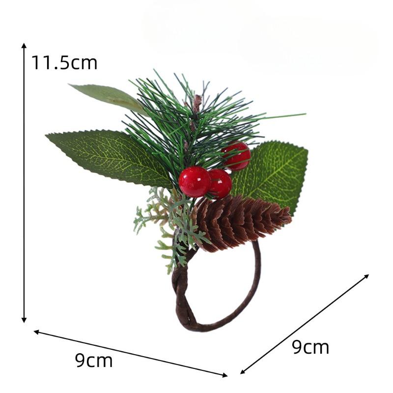 Christmas Napkin Rings Wooden Napkin Buttons for Christmas Hotel TablesHoliday Pinecone Bells Handmade Napkin Rings