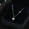 Silver Clover Moissanite Pendant Necklace for Women, Elegant Fine Jewelry Gift