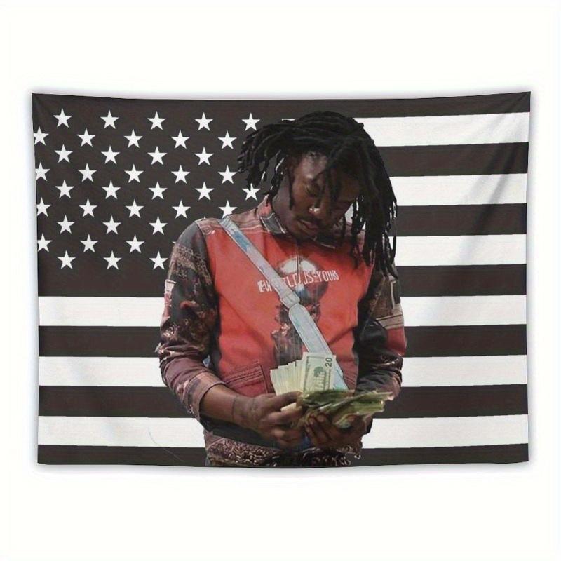 

1Pc LUCKI Rapper American Flag Tapestry Black White Star Print Vertical Wall Hanging for Man Cave Dorm Party 74x94cm(29x37in)