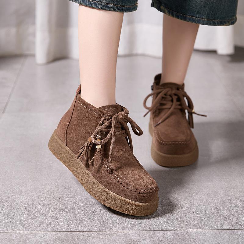New Retro Thick-soled High-top Kangaroo Shoes with Fleece Warmth, Cotton Shoes and Boots for Women