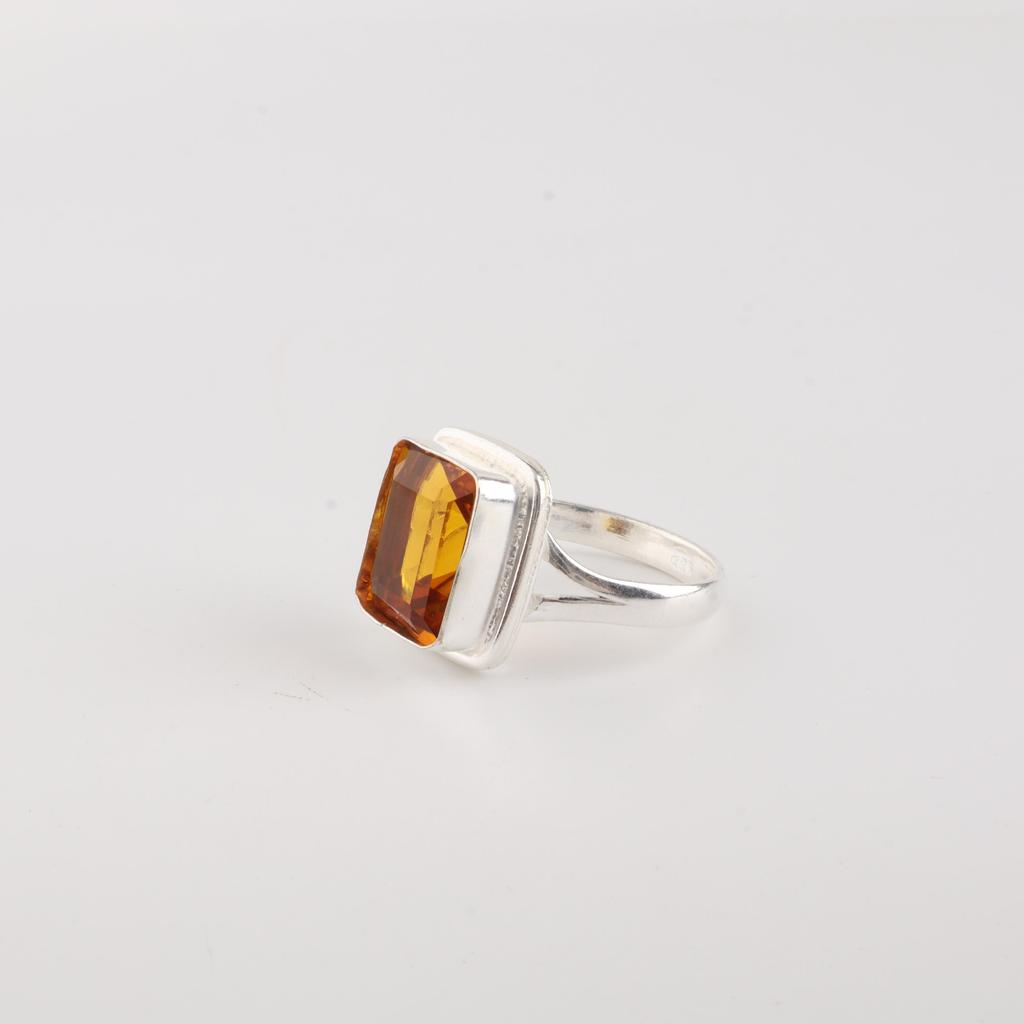 Natural Citrine Gemstone 925 Sterling Silver Handcrafted Jewelry Partywear Ring Anniversary Gift For Wife RR-79-6