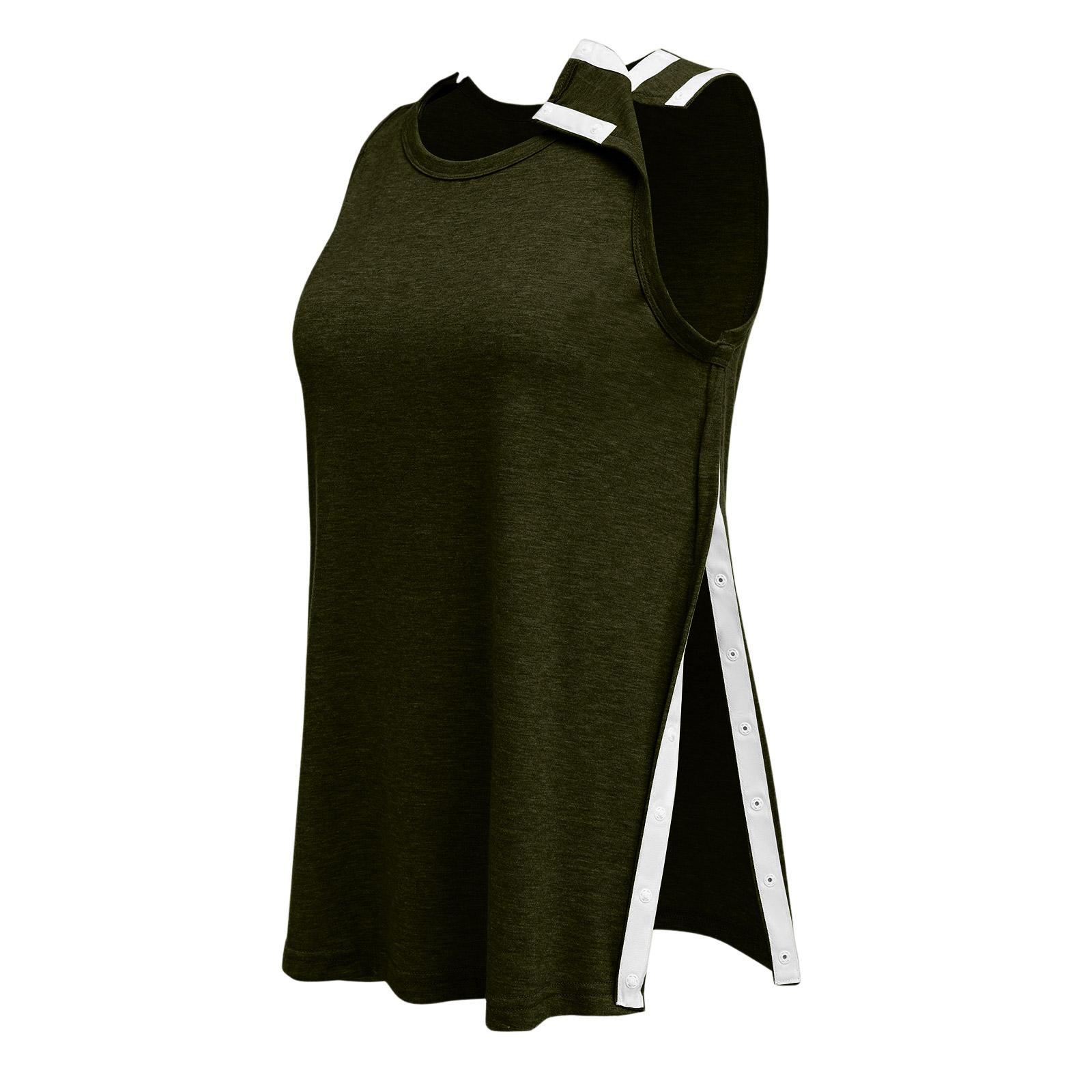 

Women s Shoulder -specific Shirt, With Tear-away Buttons, Unique Cuff Design, Color Sleeveless Top. L армия зеленый