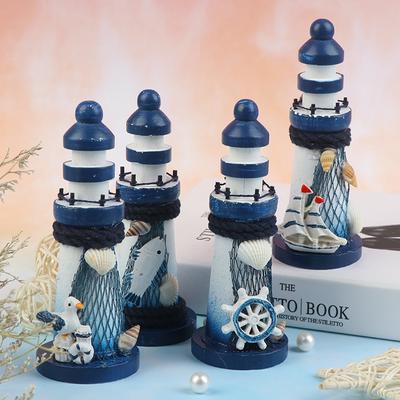 Nautischer Leuchtturm aus Holz, Leuchtturm, Strand, Seestern, Muschel, Basteln, Ornament