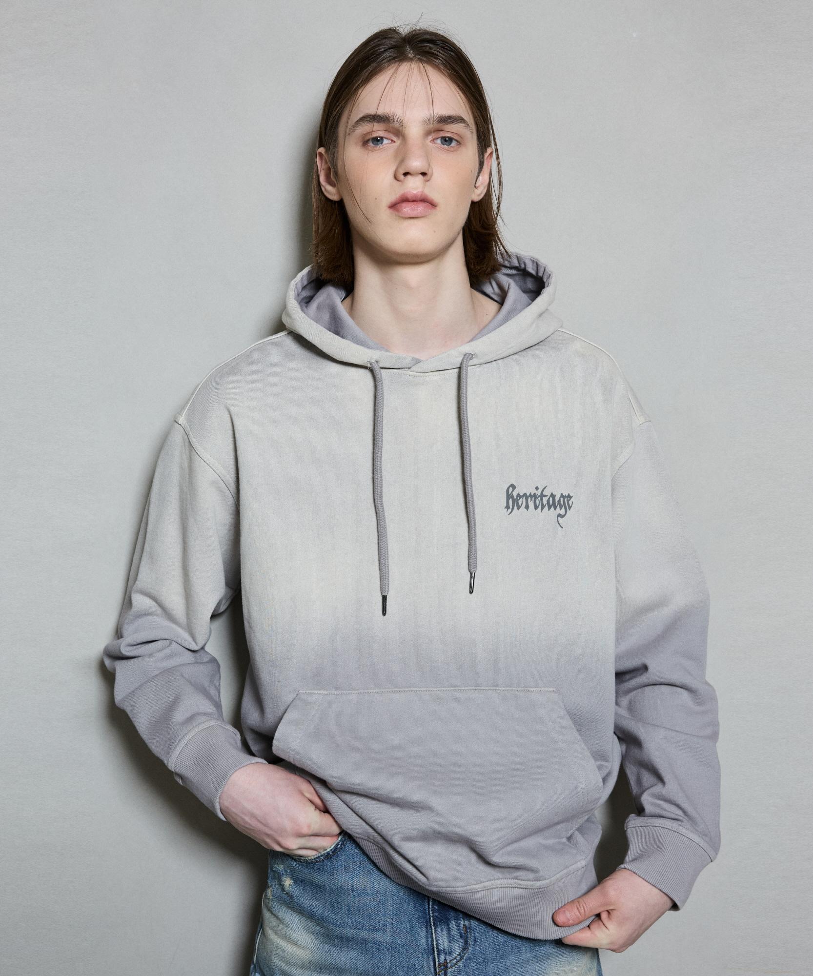 Burkeru Oversized Gradient Logo Hoodie Melange Gray Melange Grey_L