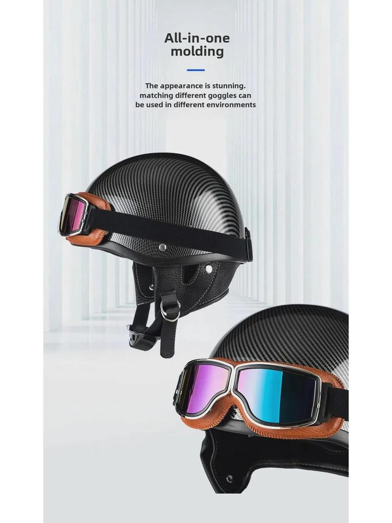 Universal Retro Half Helmet for Men & Women, Lightweight & Safe for All Seasons