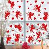 50 Pcs Glitter Cupid Shaped Cutout Window Clings Valentine's Day Red Heart Cupid Window Sticker for Wedding Holiday Party Decor