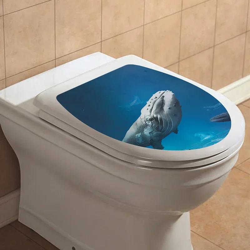 Mehrere Stile Unterwasser Tier Muster Toilettendeckel Aufkleber Badezimmer Dekoration Badezimmer Abnehmbares Gemälde Wandbild Toilettendeckelbezug
