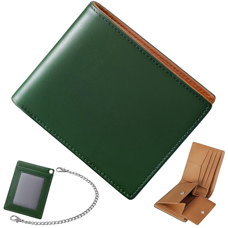

[GSG] Tochigi Leather wallet men s bifold large capacity with chain Thin compact Comes with removable pass case genuine leather card case commuter