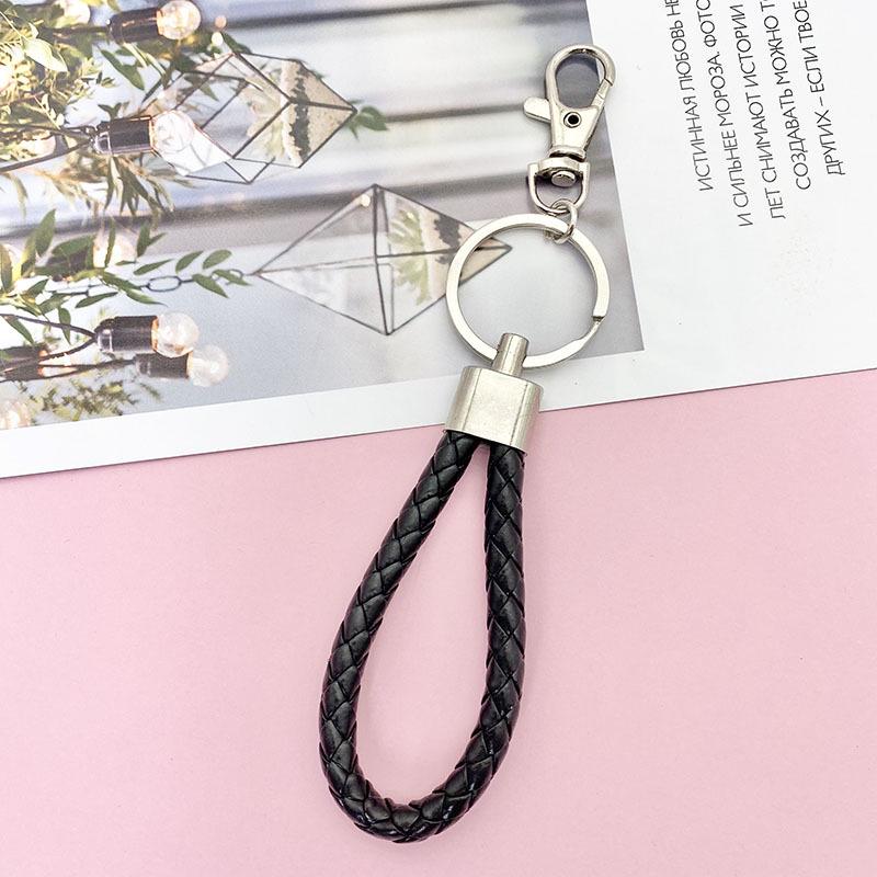 Braided Leather Car Keychain - Unisex Waist-Hanging Bag Charm Keyring