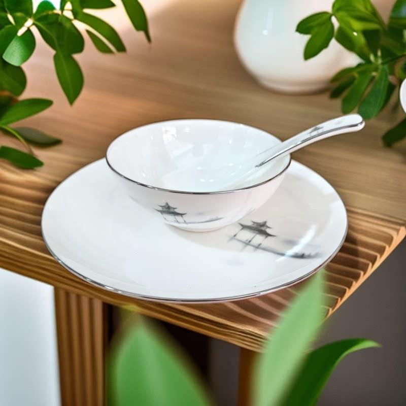Luxury Lightweight Bone China Tableware Set - Thin, Durable Ceramic Plates, Bowls & Dishes for Hotels and Homes