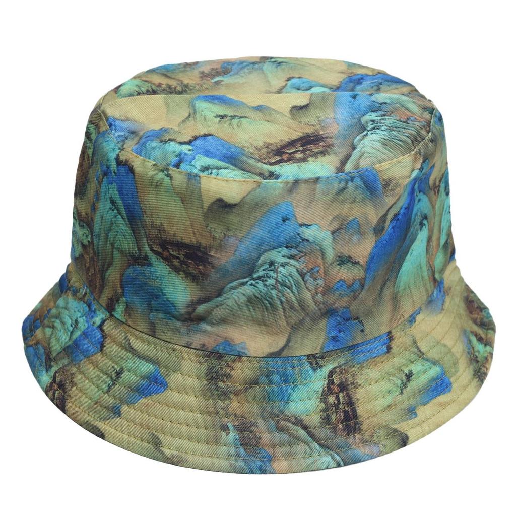 Europejsko-Amerykański Kapelusz Bucket Tie-Dye Chroniący Przed Słońcem: Dwustronny Design Graffiti dla Mężczyzn i Kobiet