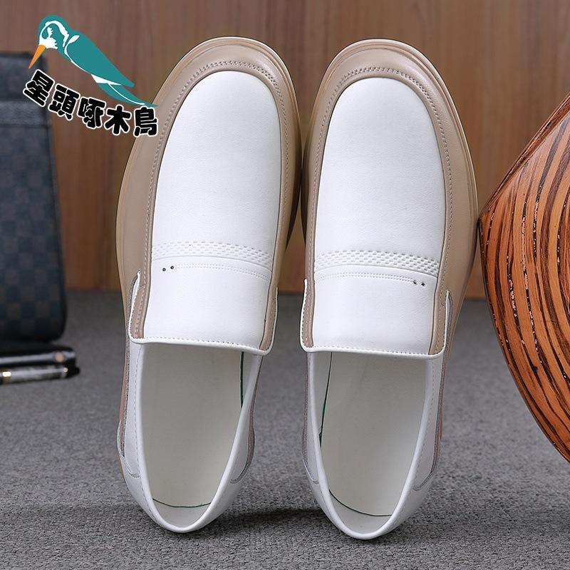 

Hollow leather shoes men s summer hole sandals casual shoes breathable low heel casual shoes leather shoes 38