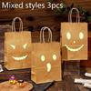 Halloween Kraftpapier Tasche Fluoreszierende Teufel Geist Tragetasche Geisterfest Party Geschenkverpackungstasche Frohen Halloween Tag Süßigkeiten Tasche