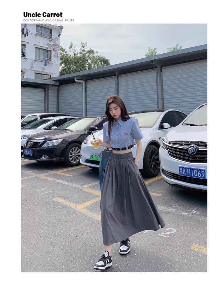 2026 Women's Retro French A-Line Knee-Length Umbrella Skirt