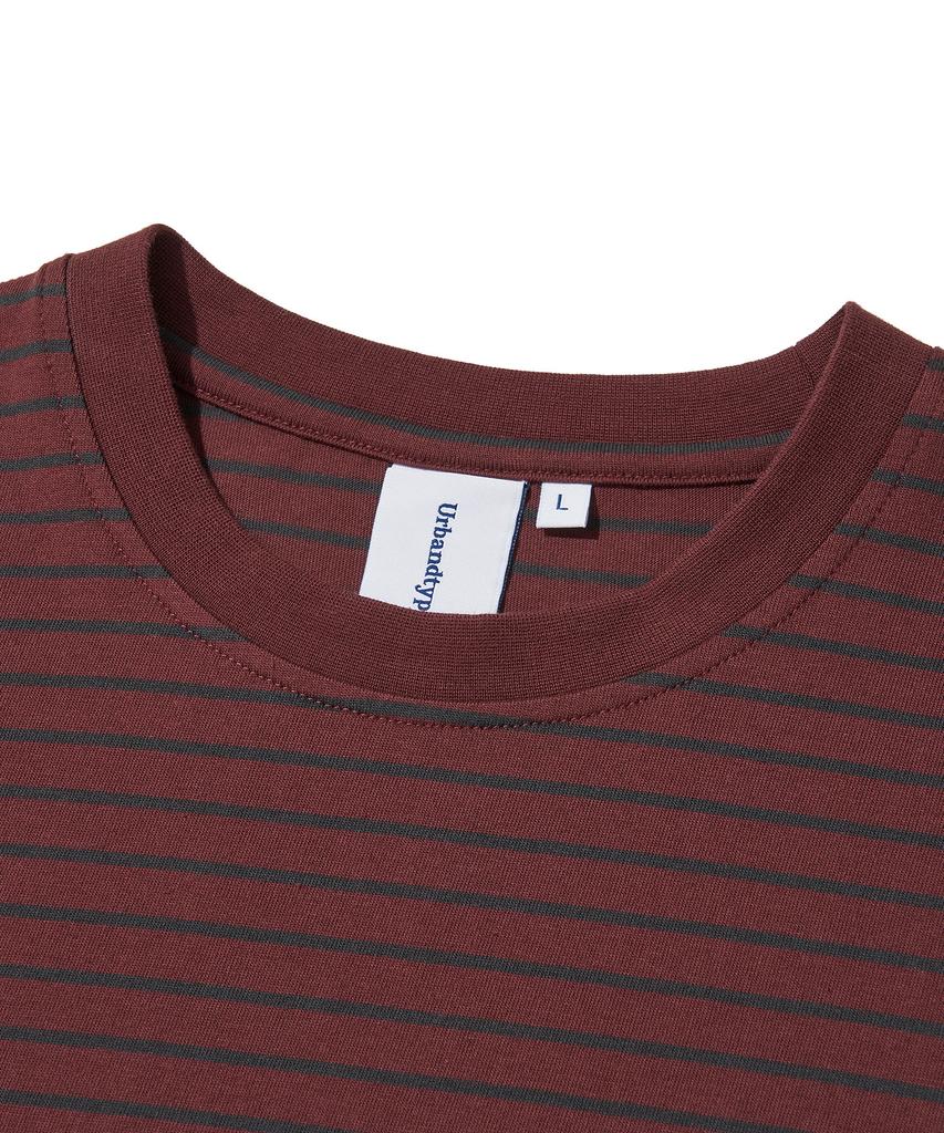 URBANDTYPE Vintage Label Striped T-Shirt_Wine