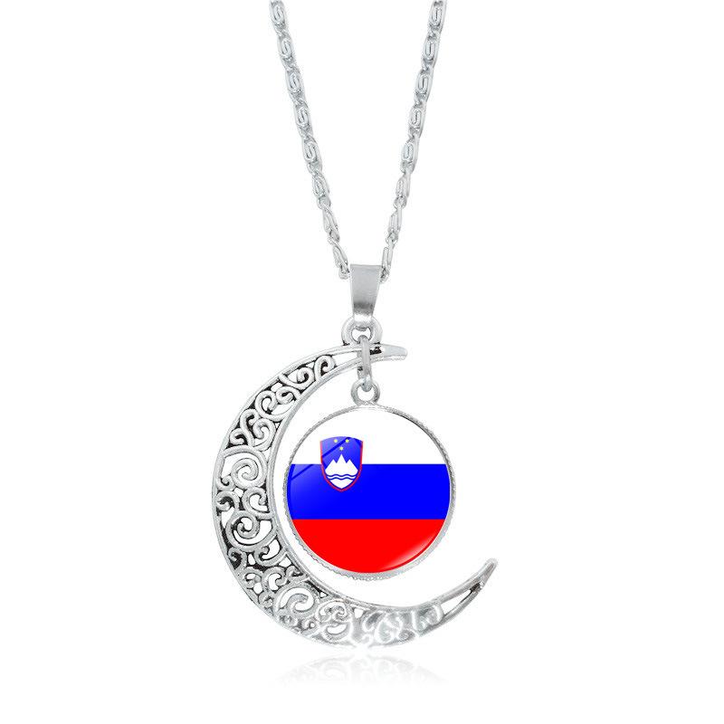 European Cup Top 24 National Flag Moon Women's Versatile Fashion Accessories Pendant Necklace