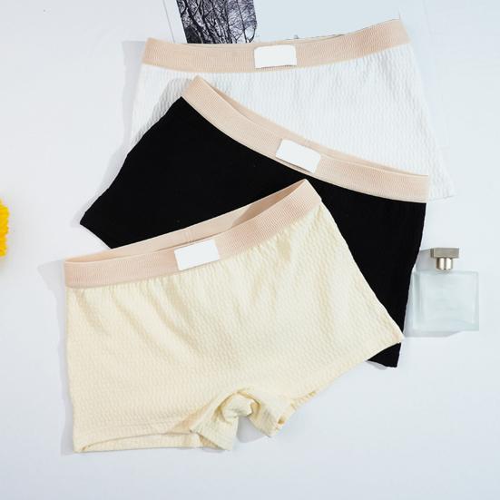 Women Underpants Slim Fit Solid Color Elastic Waistband Cotton Crotch Mid Waist Good Breathability Lady Boxers Female Daily Underwear