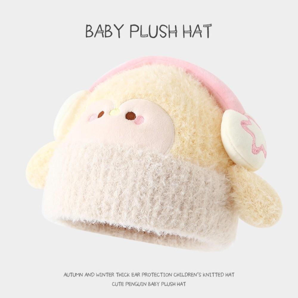 Warm Penguin Beanie Cartoon Thick Knit Earflap Hat Cute Kids Plush Winter Hat Ages 3-8