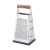 Multifunctional Handheld Stainless Steel Grater with Wooden Handle - Four-Sided Vegetable & Fruit Shredder