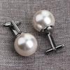 2Pcs Fashion Unisex Pearl Cufflinks Shirt Sleeve Buttons Clothes Accessory Gift