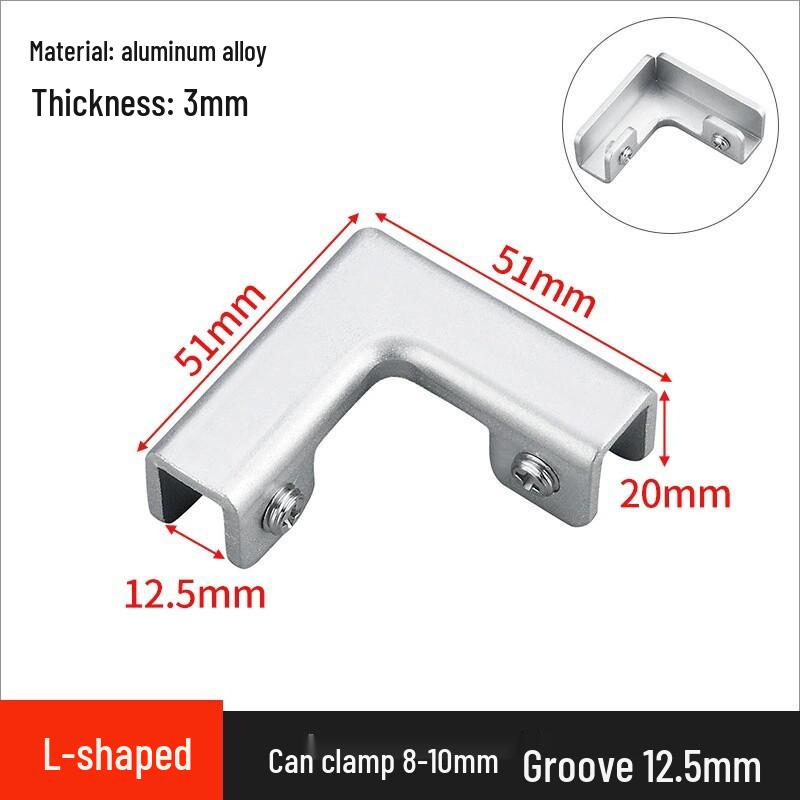 L-Shaped Right Angle Aluminum Kitchen Sink Clamp & Glass Shelf Clip