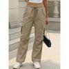 Women's Casual Cargo Pants with Multiple Pockets & Adjustable Drawstring Waist -  Leisure Outing Trousers, Fashion Cargo Pants,Nontransparent Fabric