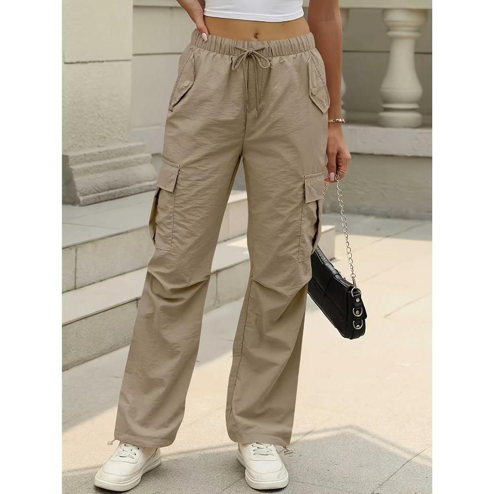 Pantaloni Cargo Casual da Donna con Tasche Multiple e Coulisse Regolabile in Vita - Pantaloni da Tempo Libero, Pantaloni Cargo alla Moda, Tessuto Non Trasparente