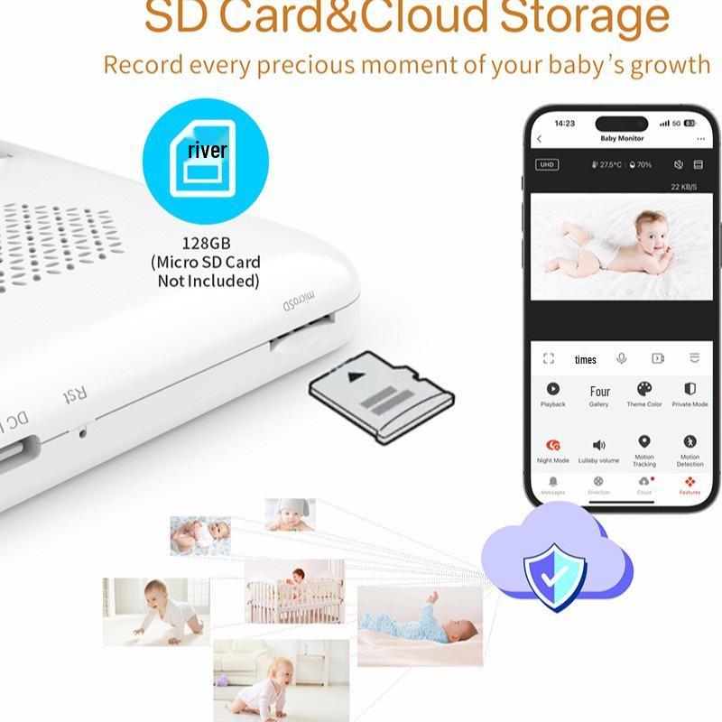 HD 5-Inch Wireless Baby Monitor with WiFi, Two-Way Talk, Night Vision, and Tuya Remote Monitoring