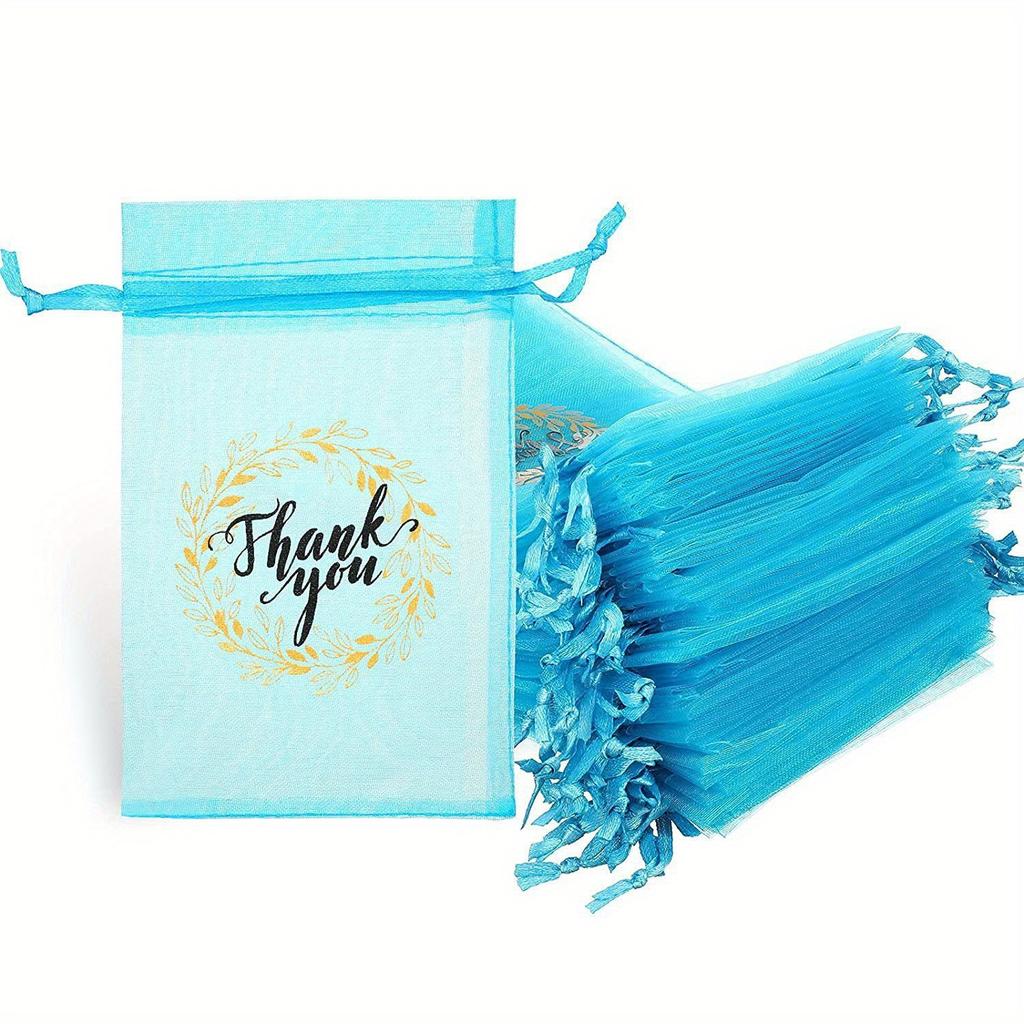 Thank You Mesh Gift Bag Jewelry Storage Packaging Bag Candy Party Drawstring Pouch