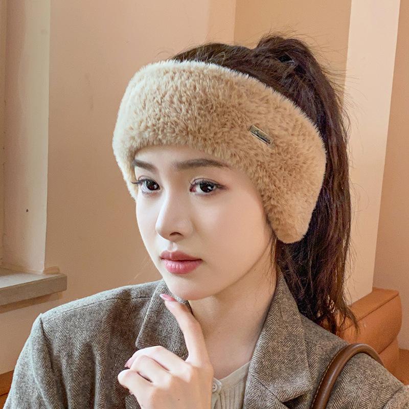 Headband, Empty Top Ear Protection Hat, Winter Warm and Windproof Knitted Confinement Hat, Big Head Circumference Versatile Outdoor Sports Running Hat