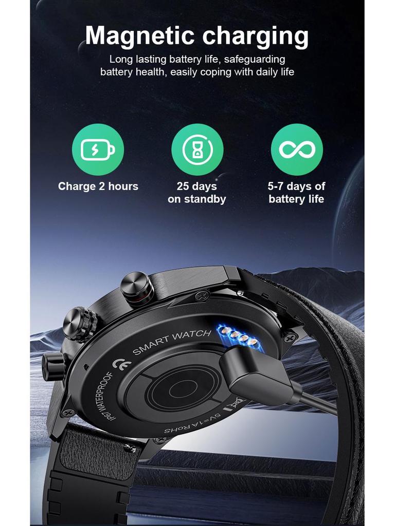 Men's Large-Screen Round Dial Smartwatch with Multi-Functionality and Bluetooth Calling