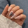 Elegant Black Butterfly Short Wear-On Nail Art Tips