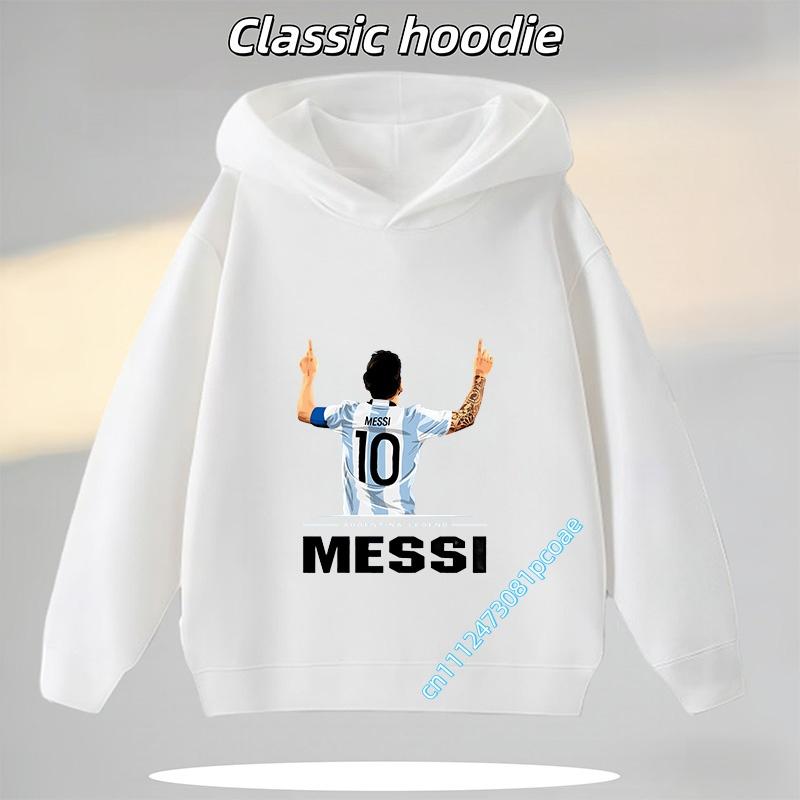 Messi Children's Hooded Sweatshirt Boys' Sport Shirt Casual Jacket Football Star Cartoon Print Autumn/Winter Long-Sleeve Coat