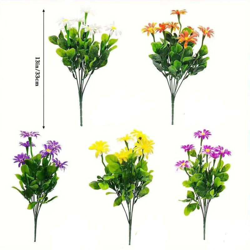7-Forked Chamomile Artificial Flower, Plastic Daisy for Home Decoration