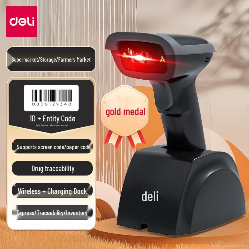 Deli 14951W Wireless 1D Laser Barcode Scanner