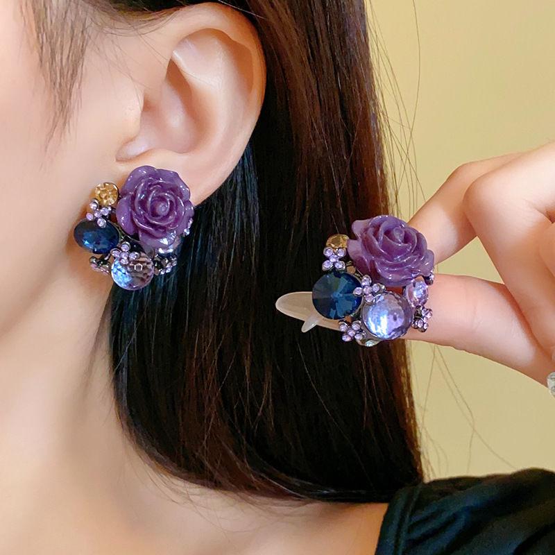 Silbernadel Eingelegte Diamant-Blumenquasten-Ohrringe - Elegante und Modische High-End-Stecker mit Einzigartigem Design