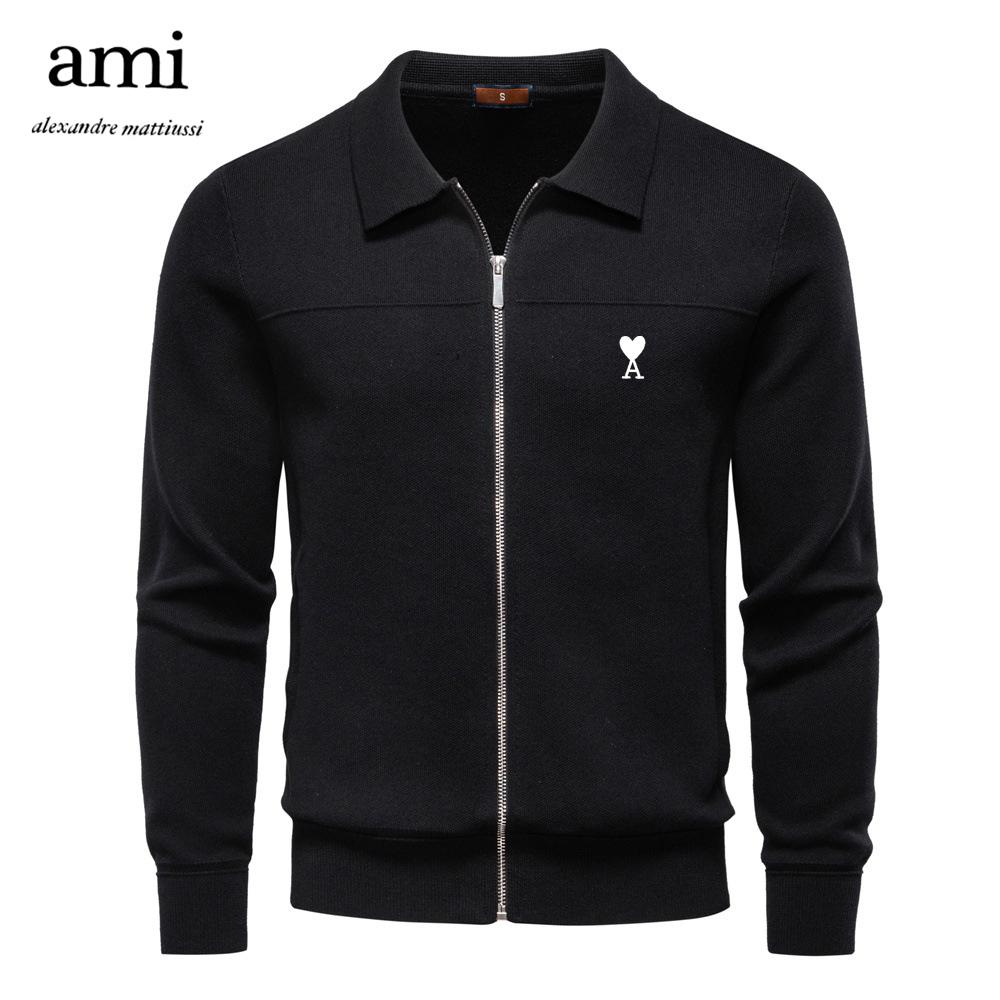 

AMI 2025 Осінь та Зима Вишивка Нова Чоловіча Куртка Светр Кардиган Чоловіча Блискавка Ділова Повсякденна Куртка Чоловіча XL