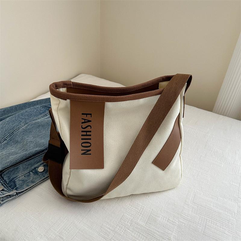 

Large Capacity Canvas Tote Bag For Women Stylish Casual School Shoulder Bag 2024 OffWhite