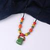 Colorful Ceramic Bean Necklace Handmade Boho Pendant Adjustable Vintage Jewelry For Women Gift