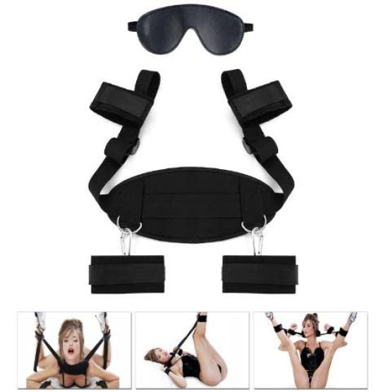 MONEON Restraint SM Leg Extreme Popular SM Leg-Spreading Belt, Device, M-Shaped, Belt, Bondage, Cosplay, 2-Piece Set, Slave, Handcuffs, Cuffs, Play,