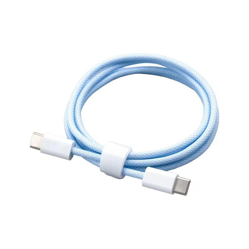 60W Dual-Head PD Fast Charging Cable for Apple and Android Phones, Macaron Braided Data Cable
