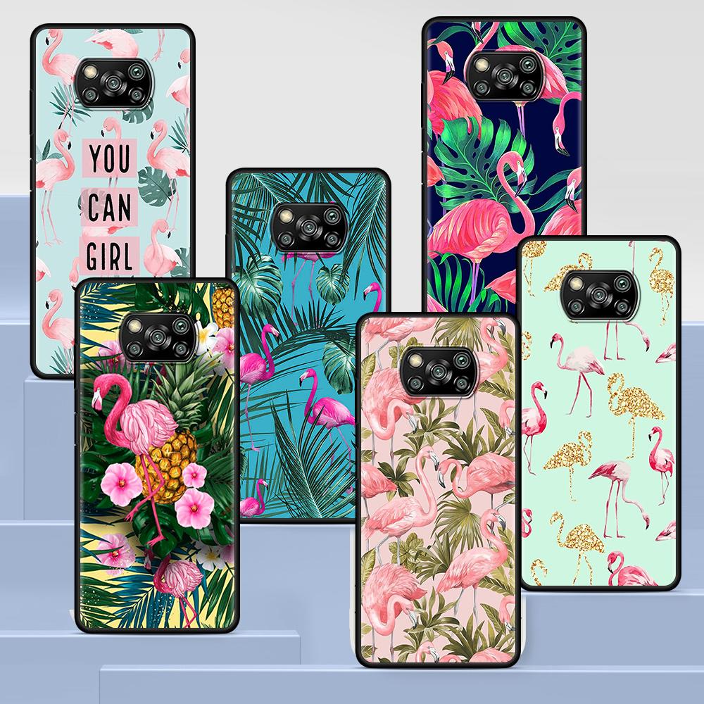 

Pink Red Flamingo Case for Xiaomi Poco X3 NFC M3 M4 Pocophone F1 F3 Funda Redmi Note 9s 9 8 10 Pro Black Soft Phone Cover Coque